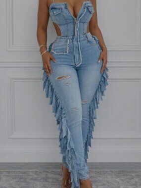 ***Brand New***Denim Jumper with Fringe